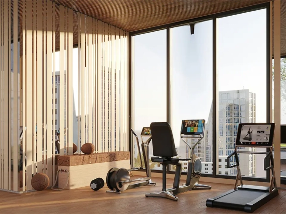 An image of a condo gym which would increase liberty village condo fees.