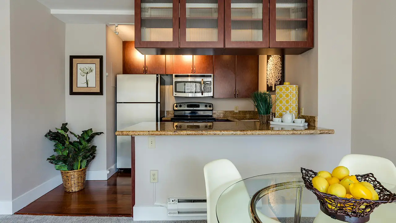 Interior image of a small condo in Liberty Village located in Toronto, Ontario, Canada.